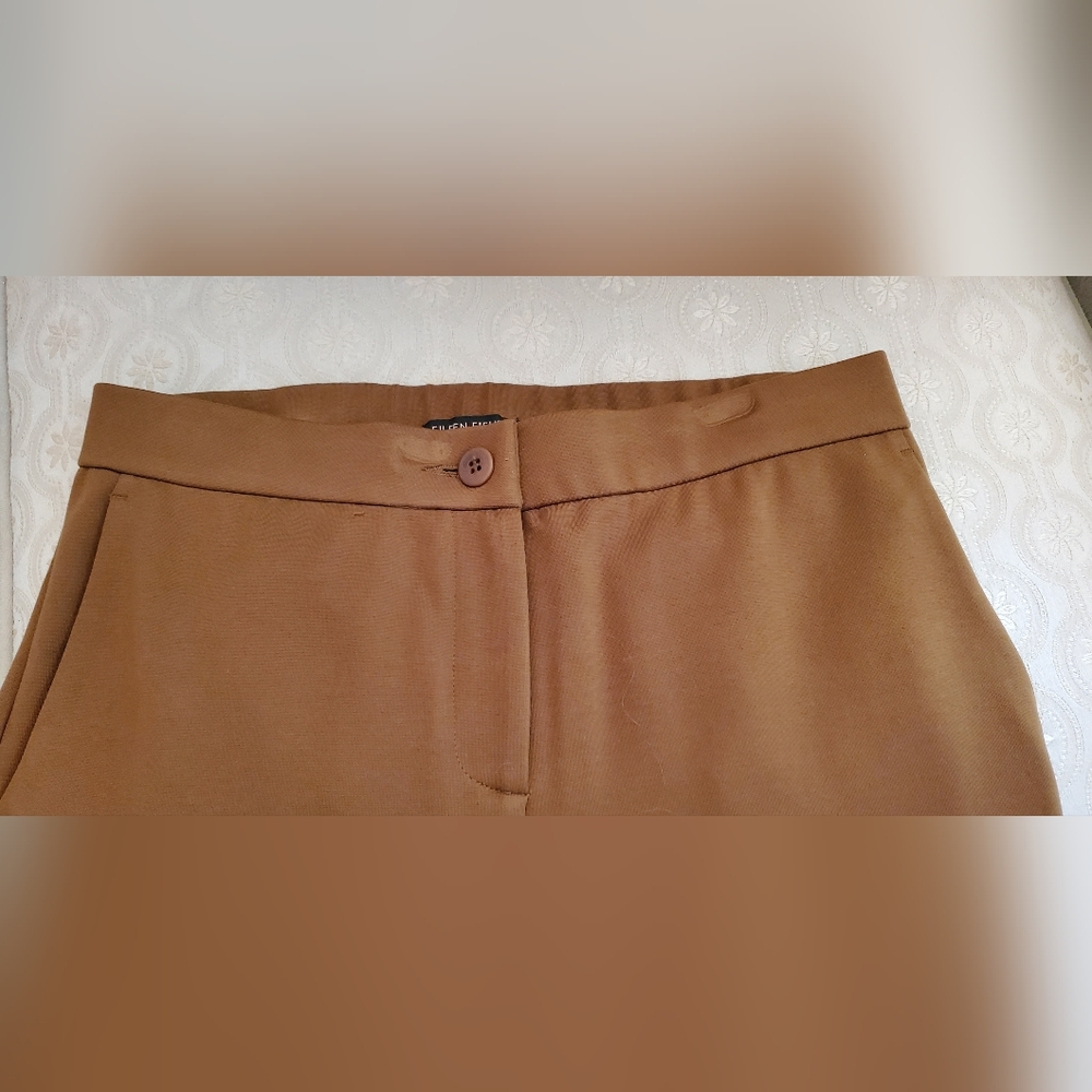 Eileen Fisher 2 Pc Set, Knit Top and Slacks In Beautiful Cocoa - Picture 7 of 8